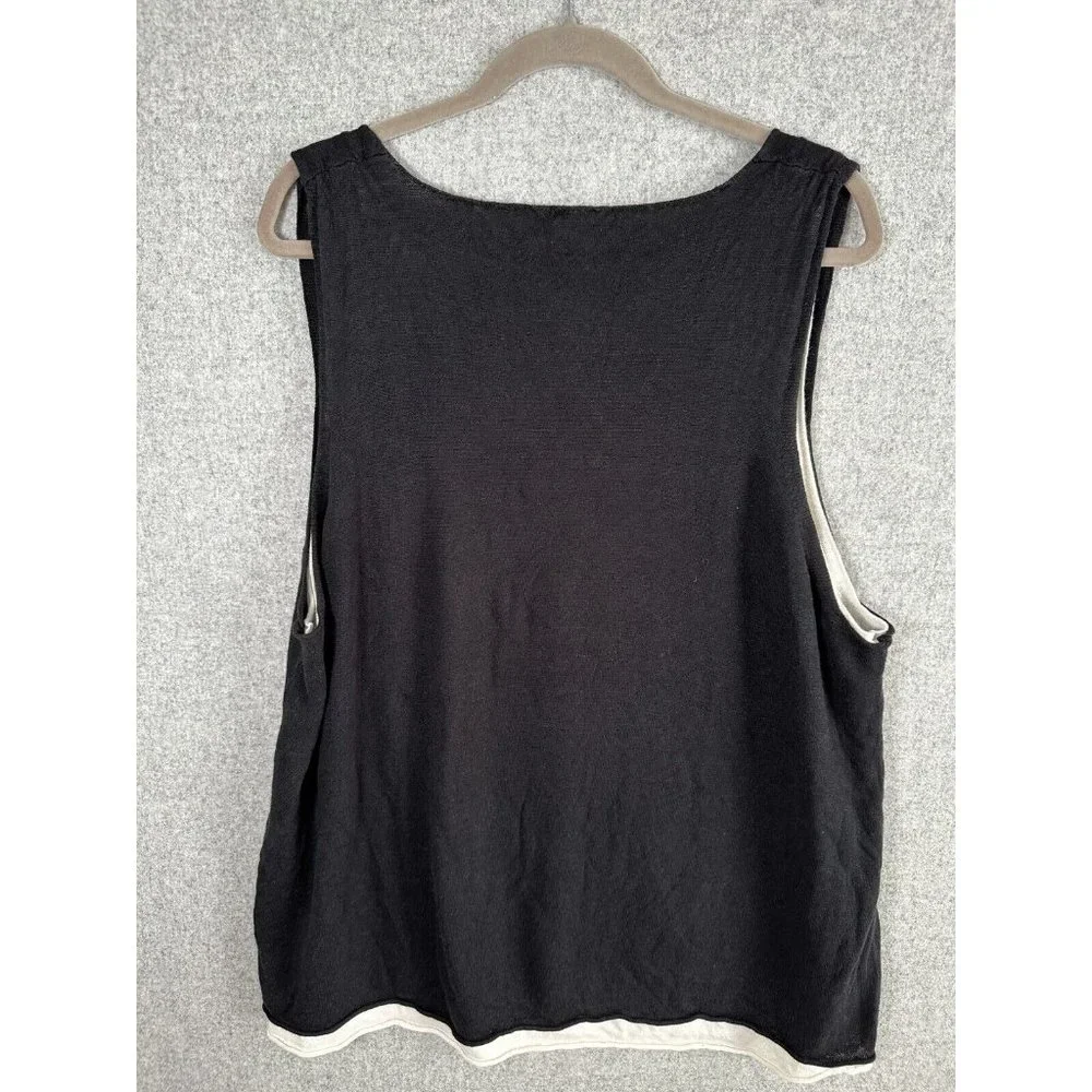 J. Jill 4X Tank Top Womens Black Cream Double Layer Sleeveless Linen Rayon Shirt - Picture 5 of 8